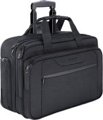 KROSER Rolling Laptop Bag Premium Wheeled Briefcase Fits Up to 17.3 Inch Laptop Water-Proof Overnight Roller Case Computer Bag with RFID Pockets for Travel/Business/School/Men/Women-Black